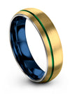 Guys Wedding Bands Set Exclusive Wedding Ring 18K Yellow Gold Green Ring Guys - Charming Jewelers