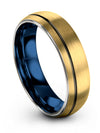 Groove Wedding Band Female Engagement Bands Tungsten Band 18K Yellow Gold Guy - Charming Jewelers