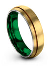 18K Yellow Gold Wedding Band for Couple Brushed Tungsten