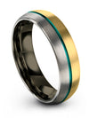 Customized Wedding Ring 18K Yellow Gold Tungsten Bands for Guys 6mm Minimal - Charming Jewelers