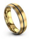 18K Yellow Gold Blue Wedding Rings Set for Men Tungsten