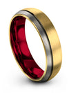 18K Yellow Gold Wedding Bands Sets for Couples Tungsten Ring for Male - Charming Jewelers