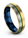 Tungsten Anniversary Ring 18K Yellow Gold Green Tungsten Wedding Band Ring - Charming Jewelers
