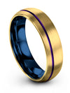Men Tungsten 18K Yellow Gold Purple Wedding Bands Tungsten Carbide 18K Yellow - Charming Jewelers