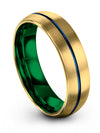 Carbide Wedding Band Tungsten Wedding Band 18K Yellow Gold and Blue Matching - Charming Jewelers