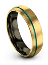 Wedding Bands for Mens Sets 18K Yellow Gold Teal Woman Wedding Bands 6mm - Charming Jewelers