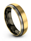 Guy Wedding Bands Unique 18K Yellow Gold and Black Tungsten Rings Set Handmade - Charming Jewelers