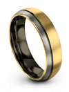 Mens and Men Wedding Bands Sets 18K Yellow Gold Man Engravable Tungsten Rings - Charming Jewelers