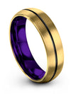 Tungsten Matching Anniversary Band for Couples 6mm 18K Yellow Gold Tungsten - Charming Jewelers