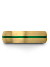Male Green Line Wedding Ring Brushed Tungsten 18K Yellow Gold Ring for Man - Charming Jewelers