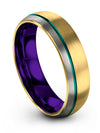 18K Yellow Gold Teal Wedding Bands Guy 18K Yellow Gold Tungsten Engraved - Charming Jewelers