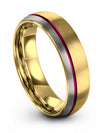 Engraved 18K Yellow Gold Wedding Ring Mens Wedding Bands Tungsten 6mm Ring Set - Charming Jewelers
