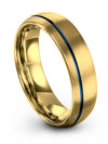 Blue Line Wedding Ring Tungsten Rings for Guys I Love You 18K Yellow Gold - Charming Jewelers