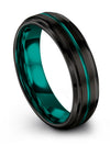 Wedding Couple Ring Set Tungsten Bands 6mm Men&#39;s 6mm Teal Line Ring for Men&#39;s - Charming Jewelers