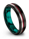 6mm Teal Line Ladies Wedding Band Tungsten Carbide for Lady Black Promise Rings - Charming Jewelers