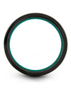 6mm Teal Line Ladies Wedding Band Tungsten Carbide for Lady Black Promise Rings - Charming Jewelers