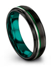 Anniversary Band Sets for Him and Him Tungsten Carbide Black Green Ring Promise - Charming Jewelers