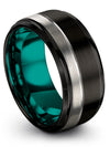 Matching Promise Ring His and His Tungsten Ring Step Bevel Black Grey Band - Charming Jewelers