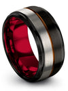 Solid Wedding Bands for Man Tungsten Rings for Guys Brushed Black Promise - Charming Jewelers