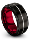Ladies Black Tungsten Carbide Wedding Rings Black Groove Rings Men 10mm 80th - - Charming Jewelers