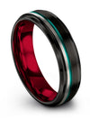 Wedding Rings Womans 6mm Tungsten Black Lady Bands 6mm Black Teal Rings Bands - Charming Jewelers