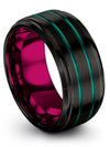 Wedding Ring Set for Girlfriend Tungsten Wedding Rings for Couples Black Teal - Charming Jewelers