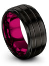 Wedding Bands for Woman&#39;s Unique Brushed Black Tungsten Ring for Men Mid Finger - Charming Jewelers