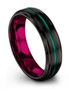 Wedding Band Set for Male Black Teal 6mm Tungsten Black Bands Black Bands - Charming Jewelers