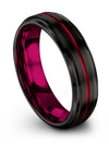 6mm Black Line Anniversary Band Guys Tungsten Ring Lady Black Promise Rings - Charming Jewelers