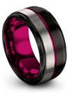 Woman&#39;s Plain Black Promise Band Tungsten Ring for Mens Black Gunmetal Bands - Charming Jewelers