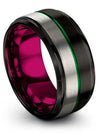 Female Wedding Ring Tungsten Black Green Wedding Band Set Girlfriend and Fiance - Charming Jewelers
