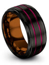 Ladies Wedding Rings 10mm Gunmetal Line Tungsten Promise Rings for Couples 10mm - Charming Jewelers