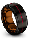 Black Wedding Band Sets for His and Husband Black Tungsten Carbide 10mm - Charming Jewelers