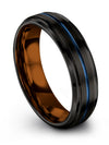 Matching Black Blue Wedding Band Men&#39;s Tungsten Wedding Band 6mm Promise Bands - Charming Jewelers