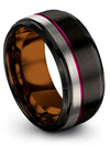 Tungsten Anniversary Ring Black Tungsten Band Couples Set Middle Band Black - Charming Jewelers