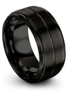 Simple Wedding Band for Womans Tungsten Ring Natural Big Step Bevel Rings Black - Charming Jewelers