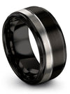 Christmas for Couples Mens Tungsten Wedding Bands Grey Line Carbide Bands Step - Charming Jewelers