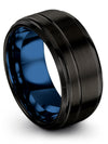 10mm Man Wedding Rings Black Tungsten Carbide Wedding Band Minimal Black Rings - Charming Jewelers