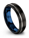 Men Wedding Band Black Groove Tungsten Band Engraved Couples Matching Promise - Charming Jewelers