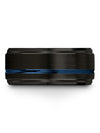 Matte Black and Blue Ladies Promise Band 10mm Tungsten Carbide Rings for Female - Charming Jewelers