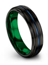 Black Blue Wedding Band for Guys Men Tungsten Wedding Promise Band for Car - Charming Jewelers