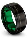 Wedding Bands for Male Engraved Tungsten Woman Band Ring Sets Black Step Bevel - Charming Jewelers