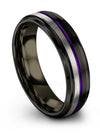 Black Plated Rings Set Woman 6mm Tungsten Band Solid Black Personalized Promise - Charming Jewelers