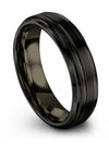 6mm Black Line Promise Ring Guys Tungsten Wedding Ring Polished Couples - Charming Jewelers