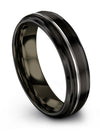 Wedding Ring for Guys Step Bevel Cut Tungsten Bands Black Grey 6mm Bands - Charming Jewelers