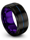 Tungsten Wedding Band Black Blue Black Blue Tungsten Ring for Ladies Promise - Charming Jewelers