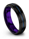 Black Blue Guys Wedding Bands Tungsten Carbide Bands Solid Black Promise Band - Charming Jewelers