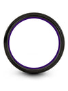 Black Purple Line Promise Rings Guys Tungsten Carbide Wedding Bands Promise - Charming Jewelers