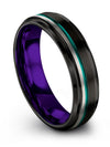 Guy Teal Line Wedding Band Male Tungsten Wedding Rings Black Teal Men&#39;s Unique - Charming Jewelers