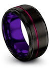 Guy Wedding Ring Black Groove Tungsten Band for Woman&#39;s Step Bevel Couple - Charming Jewelers